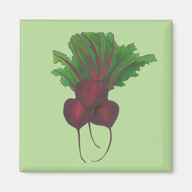 Aimant Beet Rouge Vert Beet Vegetable Garden Cuisine (Devant)