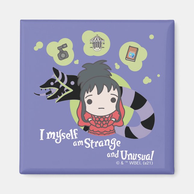 Aimant Beetlejus | Chibi Lydia "Étrange et inhabituel" (Devant)