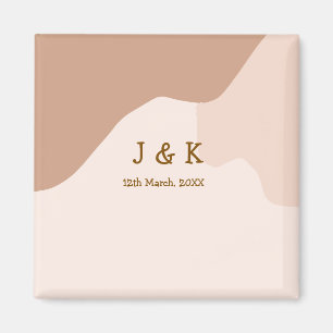 Aimant Beige boho incurvé nom date mariage