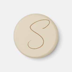 Aimant Beige Classic manuscrit Monogramme initial