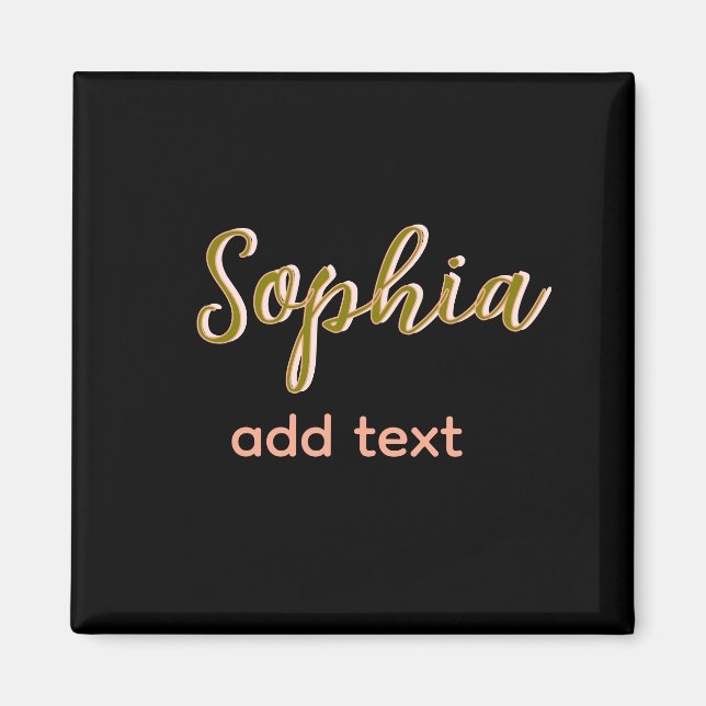 Aimant beige nom fille patron texte noir élégant (Devant)