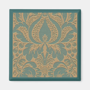 Aimant beige turquoise de damassé