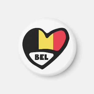 Aimant Belgique Code Pays Drapeau Coeur BEL