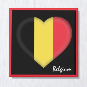 Aimant Belgium flag & Belgian Heart travel holiday/sports