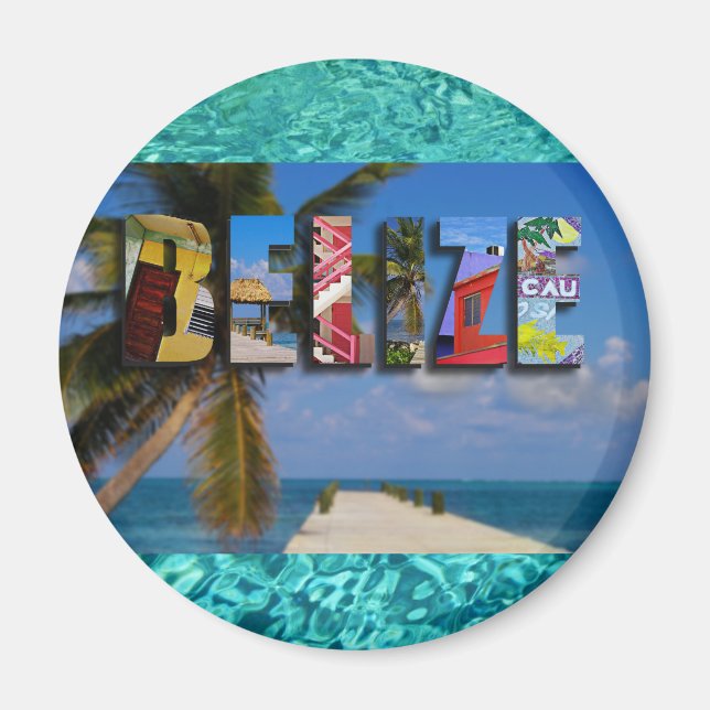 Aimant Belize Tropical Beach Blue Ocean Travel Photos (Devant)
