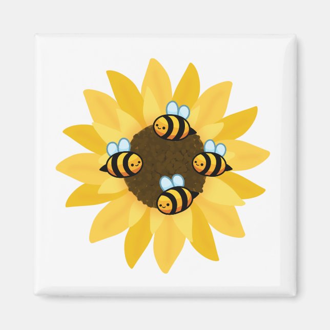 Aimant Belle abeille et fleurs (Devant)