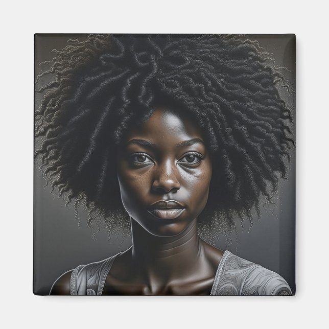 Aimant Belle Africaine Américaine Femme Ai Art (Devant)