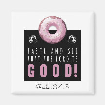 Belle Bible Verse Psaume 34:8 avec Doughnut rose