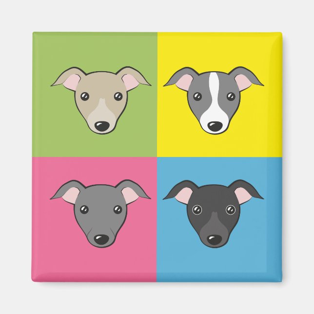 Aimant Belle caricature italienne greyhounds pop art colo (Devant)