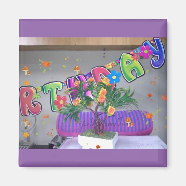 Aimant Belle couleur Art d'anniversaire Imprimer (Devant)