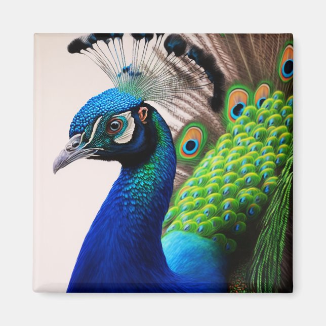 Aimant Belle couleur Peacock Paon Bird faune (Devant)