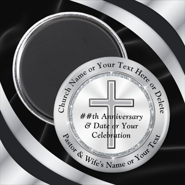 Aimant Belle Croix d'argent Faveurs de la fête de l'églis (Beautiful Personalized Cheap, Church Gifts in BULK. Cheap, Church Magnets. Church party favors. )