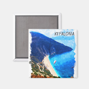 Aimant Belle oeuvre d'aquarelle Kefalonia Greece