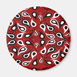 Aimant Belle Paisley blanc noir et rouge motif