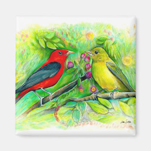 Aimant Belle Peinture à l'aquarelle pour les tanagers d'a
