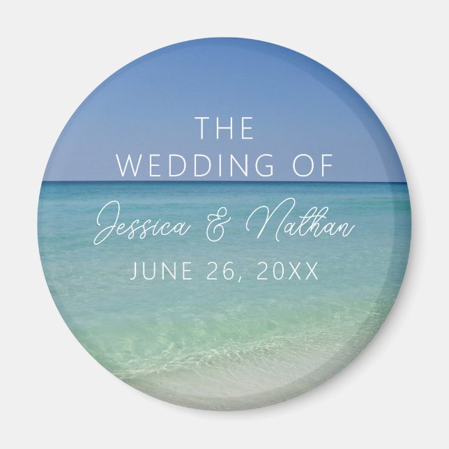 Aimant Belle photographie de plage Mariage personnalisé (Devant)