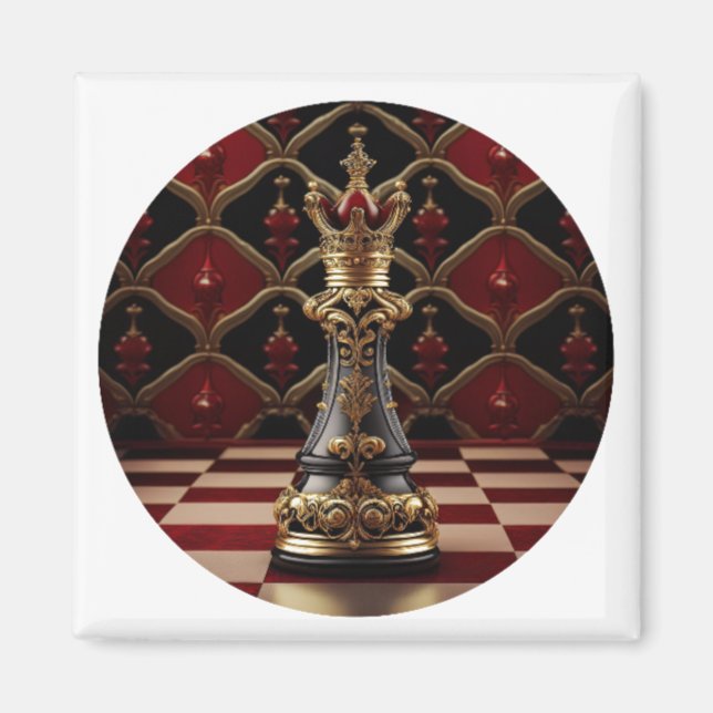 Aimant Belle pièce d'échecs baroque - La Reine (Devant)