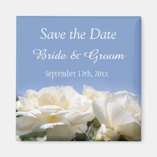 Aimant belle rose blanche fleurs sauver date mariage