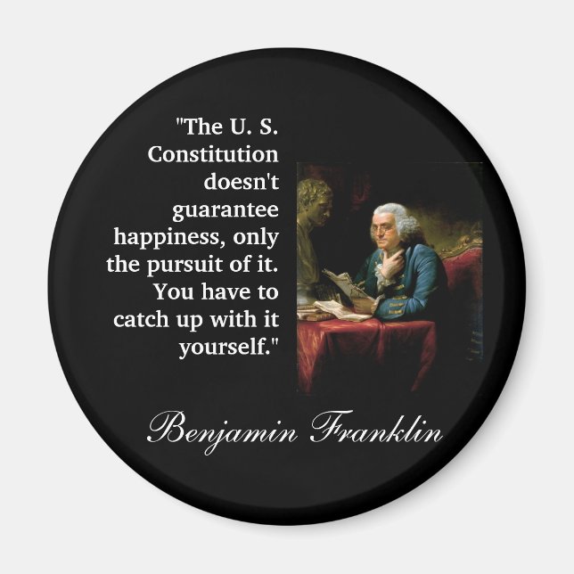 Aimant Ben Franklin Cite "La Constitution américaine..." (Devant)