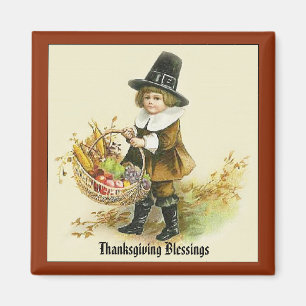 Aimant Bénédiction de Thanksgiving Pilgrim Boy