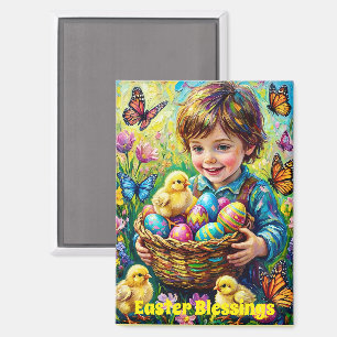 Aimant ~ BÉNÉDICTIONS DE PÂQUES ~ Poussins Œufs Enfant ~