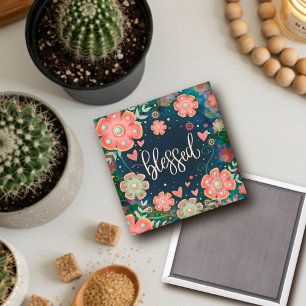 Aimant Bénéficiez Plutôt Amusant Blue Rose Floral Inspiri