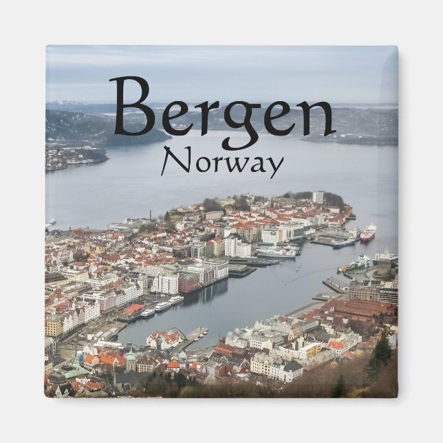Aimant Bergen Norvège Souvenir (Devant)