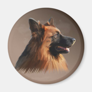 Aimant Berger allemand Aquarelle de chien Portrait d'art