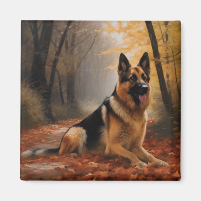Aimant Berger allemand en automne Feuilles automne Inspir (Devant)