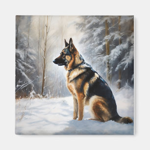 Aimant Berger Allemand Laisser Neige Noël