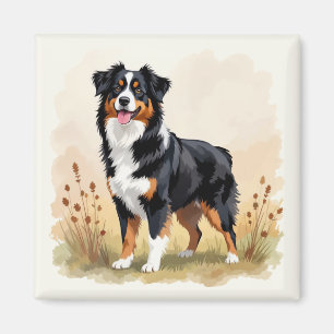 Aimant Berger australien Tricolore noir Chien australien
