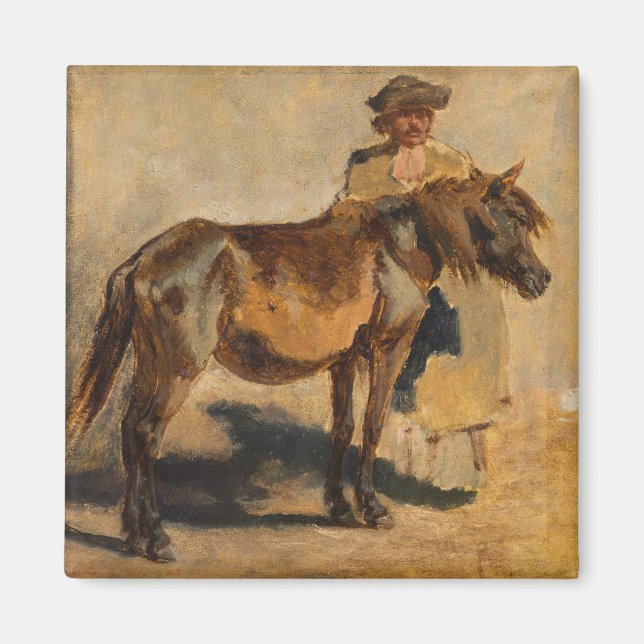 Aimant Berger avec un cheval (équine) (Devant)