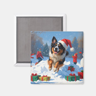 Aimant Berger belge Scène de neige festive de Noël