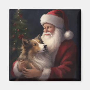 Aimant Berger des Shetland Père Noël Noël Fête de Christm