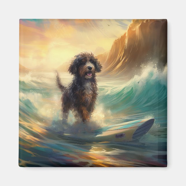 Aimant Bernedoodle Beach Surf Peinture (Devant)