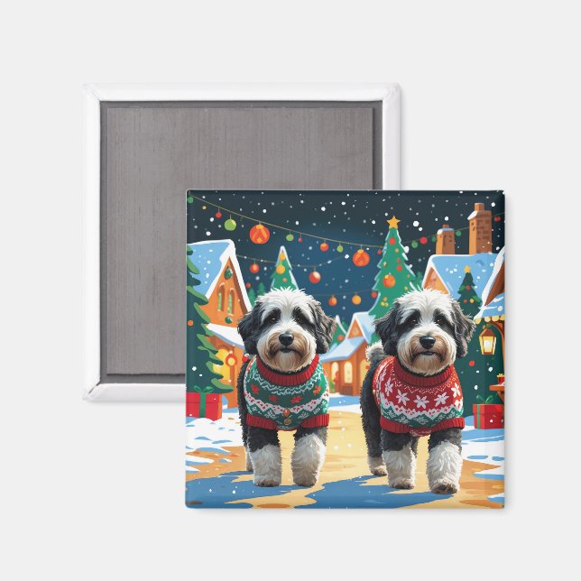 Aimant Bernedoodle Dogs Christmas Snow Holiday (Recto/Verso)