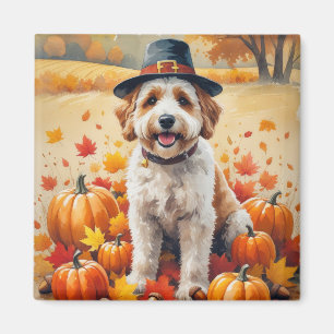 Aimant Bernedoodle En Automne Laisse L'Art Thanksgiving
