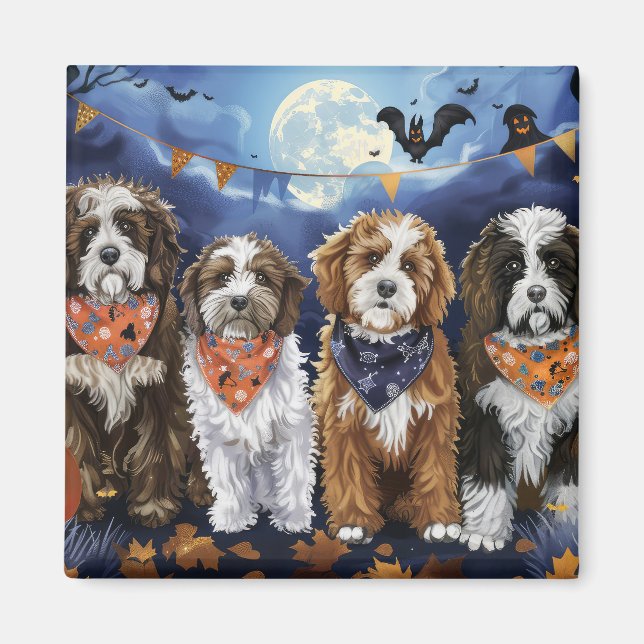 Aimant Bernedoodle Halloween Éffrayant (Devant)