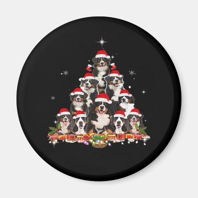 Aimant Bernese Mountain Christmas Tree Chien Père Noël Xm (Devant)
