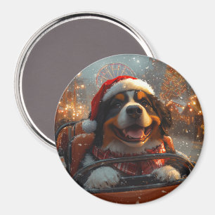 Aimant Bernois Mountain Dog Roller Dessous de verre Noël