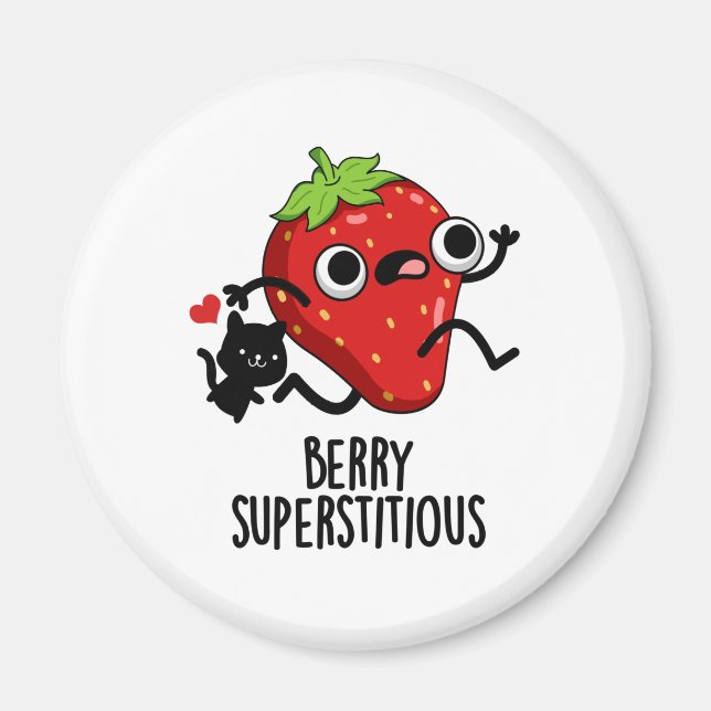 Aimant Berry Superstitieux Fruit Pun (Devant)