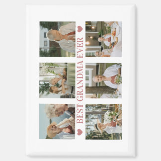 Aimant Best Grandma Ever Photo Collage – Gift with Hearts
