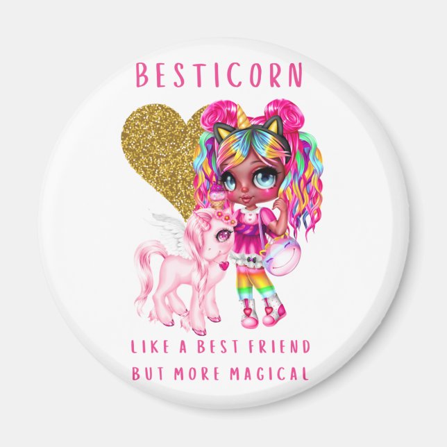 Aimant Bestami cadeau pour les filles, licorne magique ro (Devant)