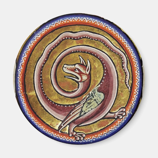 AIMANT BESTIAIRE MÉDIÉVAL, SNAKE DRAGON CIRCLES (Devant)