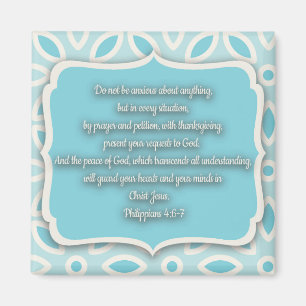 Aimant Bible Verse Florale Blanc Bleu Clair