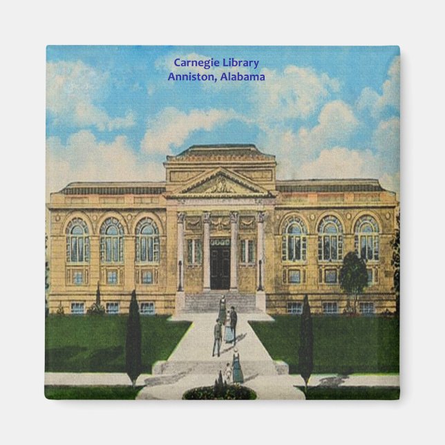 Aimant Bibliothèque Carnegie vintage Anniston Alabama (Devant)