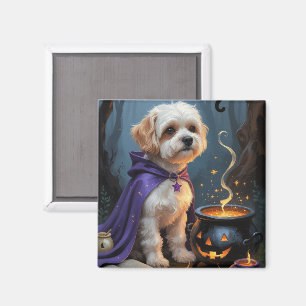 Aimant Bichon Frise Chien Whimsical Halloween Peinture