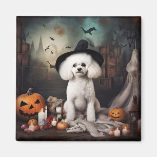 Aimant Bichon Frise Citrouilles Halloween effrayant