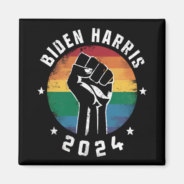 Aimant Biden Harris 2024 Elections LGBT Gay pride Arc-en- (Devant)