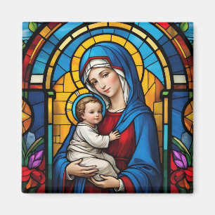 Aimant Bienheureuse Mère Marie et Bébé Jésus - Vierge Mar